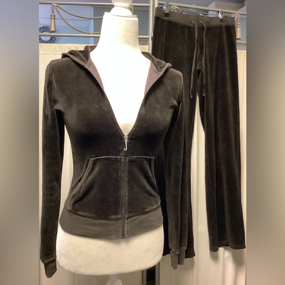 Juicy Couture 90s Velour Pants 30 x 33 Zip Up Hoodie Tracksuit - Picture 2 of 14